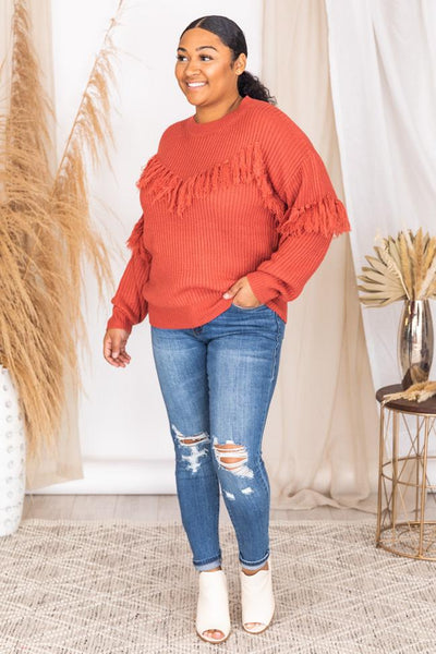 Eager Love Fringe Red Sweater FINAL SALE