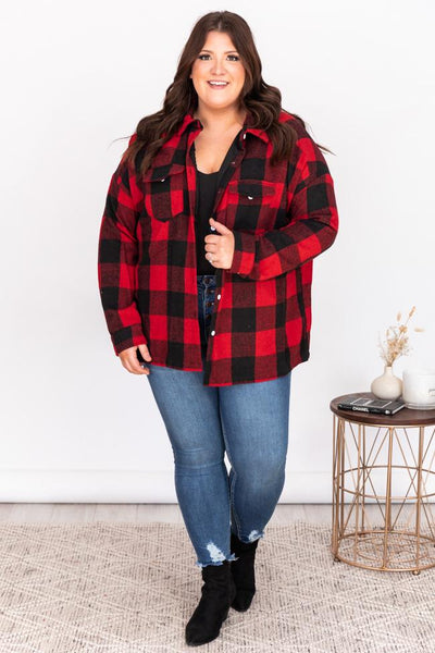 Feeling Blessed Red Buffalo Plaid Shacket