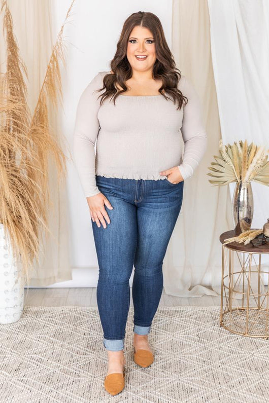 Keep On Trying Mocha Smocked Blouse