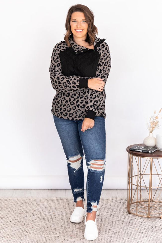 No Coincidence Black Animal Print Asymmetrical Pullover