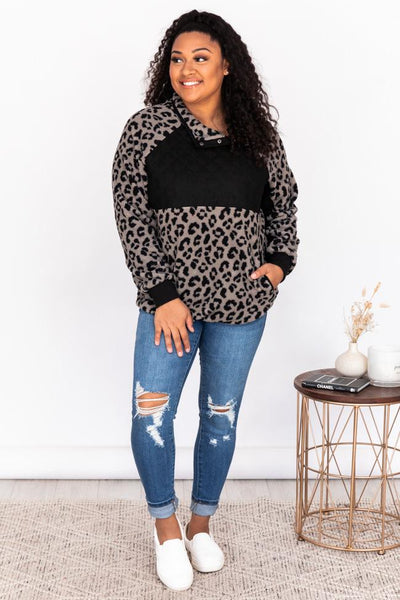 No Coincidence Black Animal Print Asymmetrical Pullover