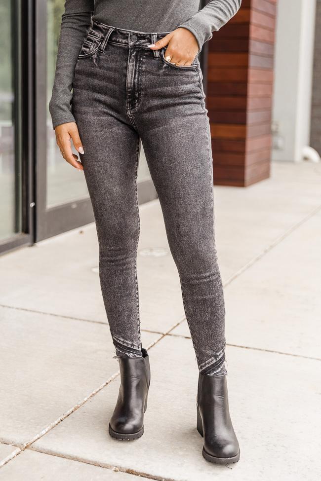 Gwen Grey Raw Overlapping Hem Skinny Jeans