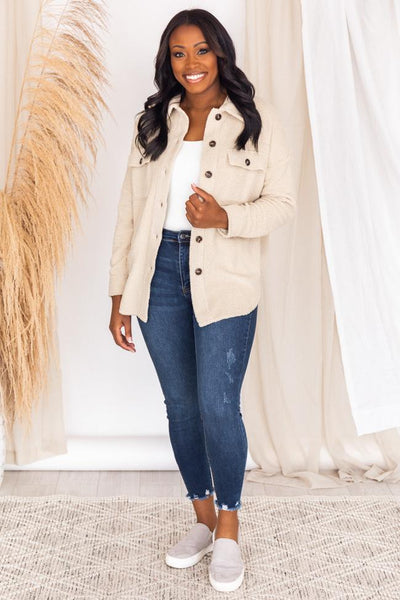 Wonderful Soul Beige Sherpa Shacket
