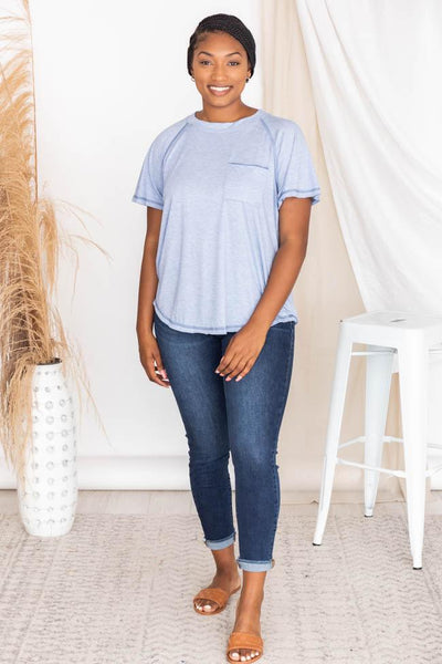 Lively Spirit Light Blue Scoopneck Pocket Tee