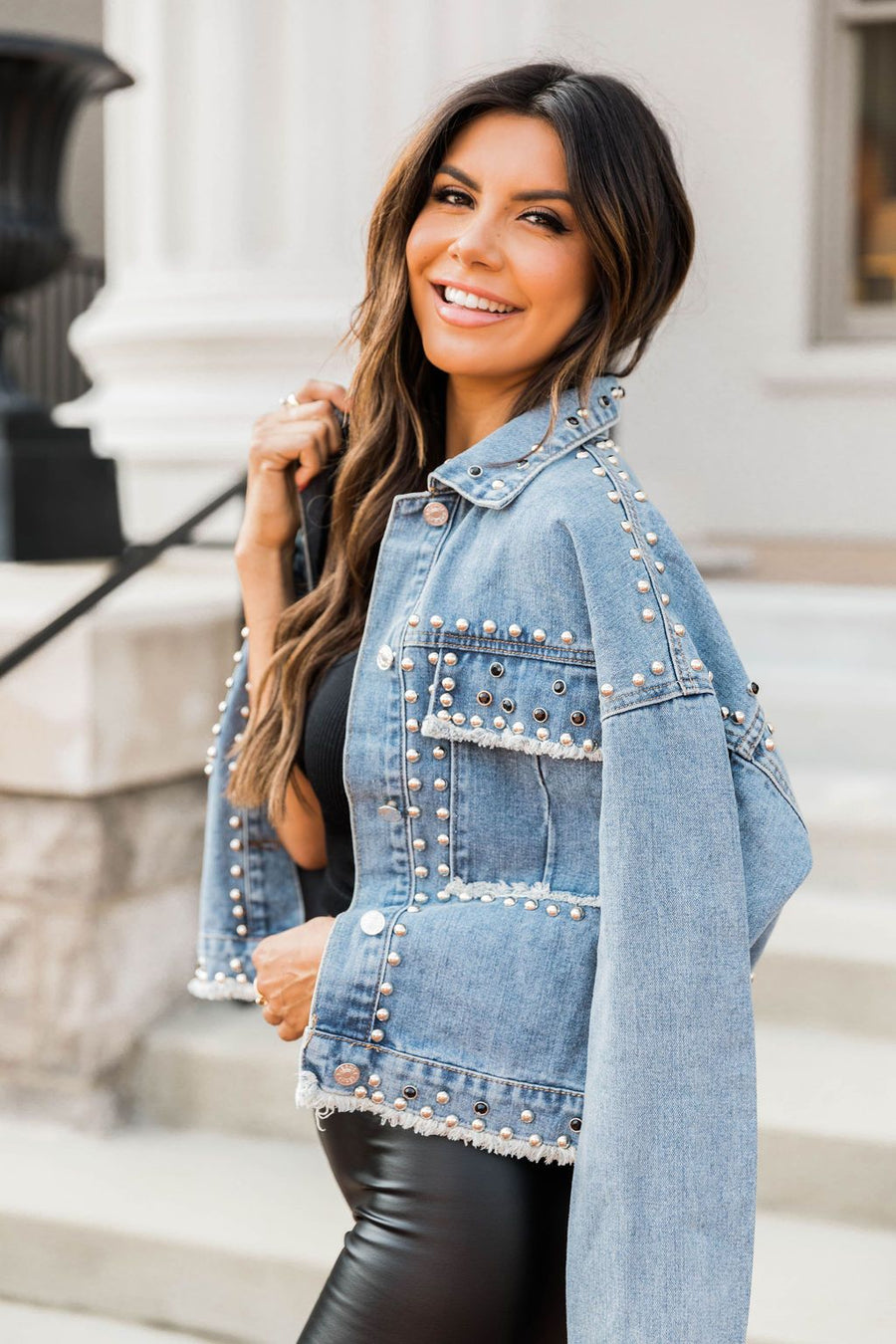 It's Too Late Embellished Denim Jacket