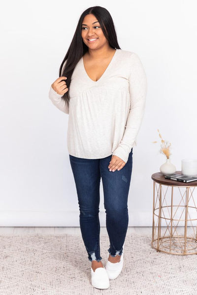 Continue On Oatmeal Babydoll Blouse