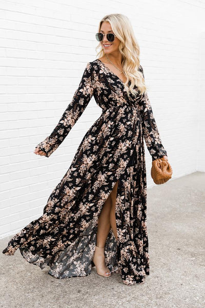 Soundtrack Of Us Black Floral Maxi Dress