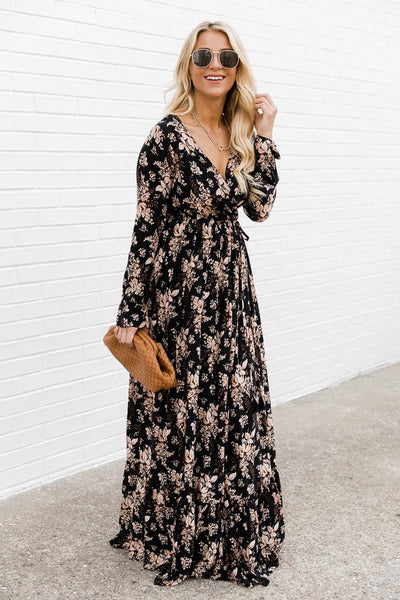 Soundtrack Of Us Black Floral Maxi Dress