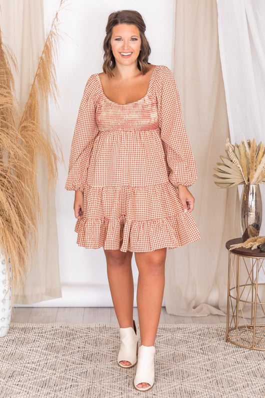 Apple Picking Red Gingham Mini Dress