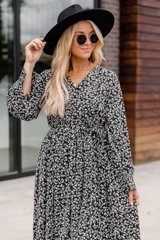 Stealing the Night Black Floral Maxi Dress