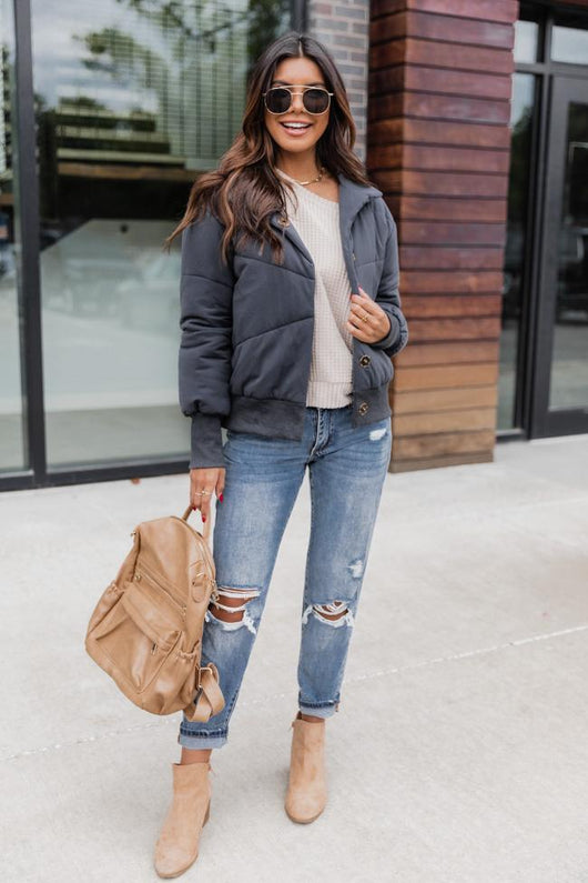 Perfect Storm Charcoal Bomber Jacket