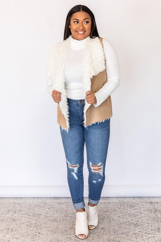 Explore My Options Tan Suede Vest