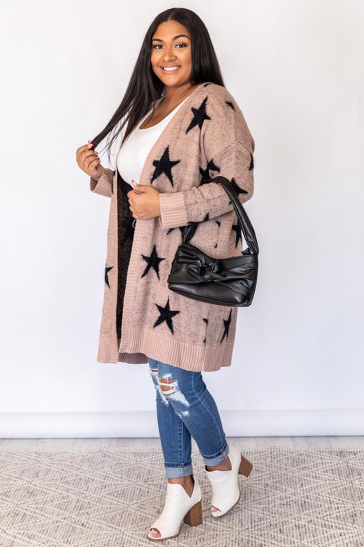 Midnight Sky Mauve Star Printed Cardigan