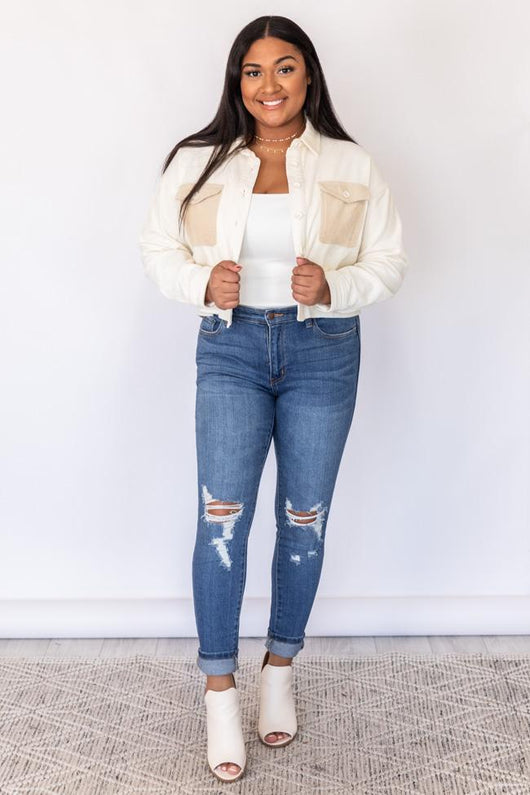 Up For Anything Ivory Cord Jacket