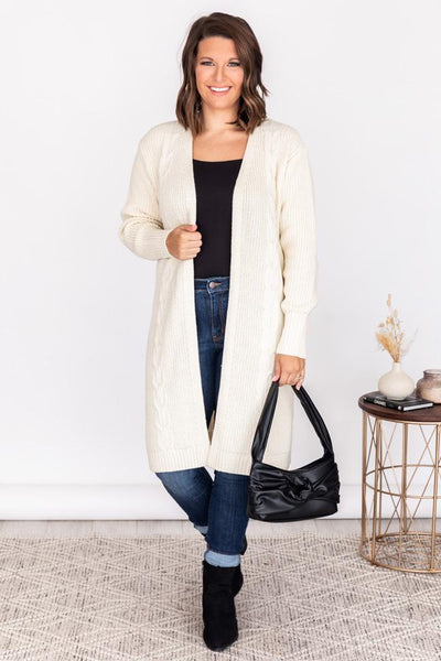 Mountain Views Cream Cable Knit Cardigan