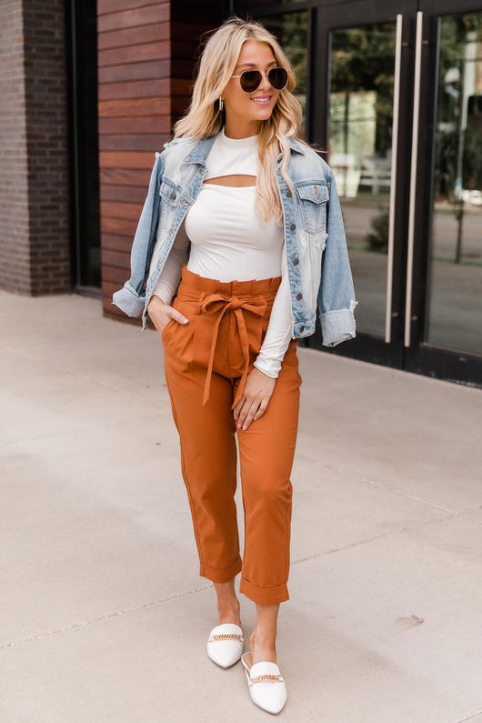 Let It Go Rust Paperbag Pants FINAL SALE