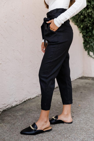 Let It Go Black Paperbag Pants
