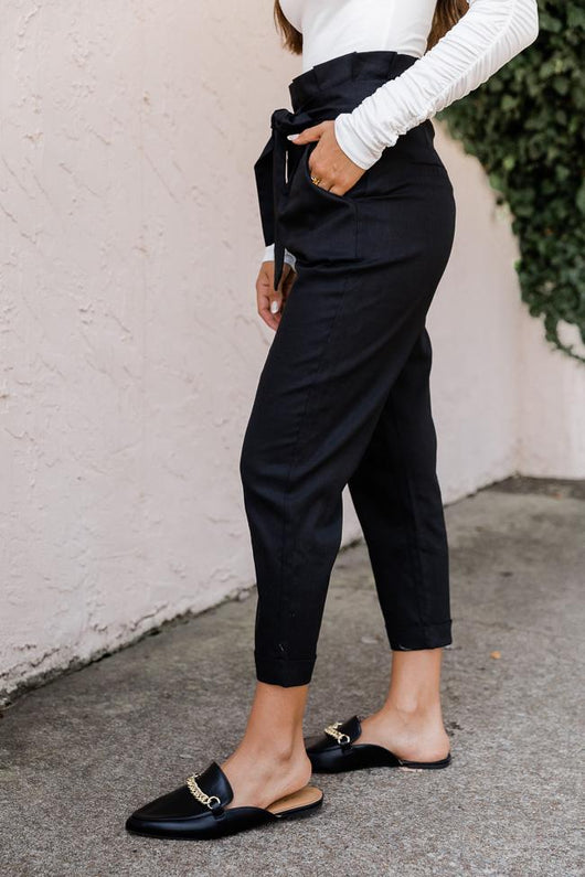 Let It Go Black Paperbag Pants