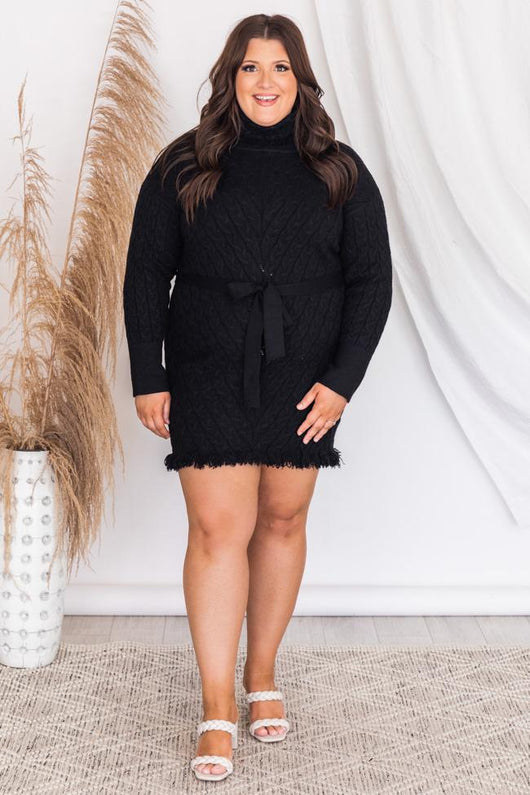 Dancing Till Dawn Black Sweater Dress