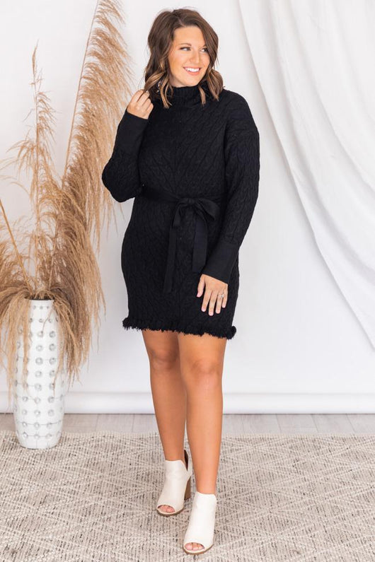 Dancing Till Dawn Black Sweater Dress