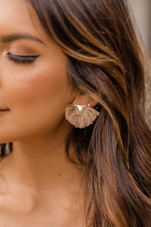 Making Decisions Taupe Fringe Earrings