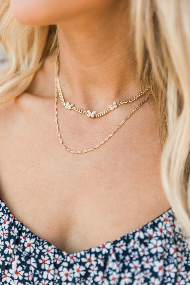 Live And Learn Gold Butterfly Necklace