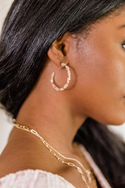 Leave The Party Behind Blush Beaded Hoops