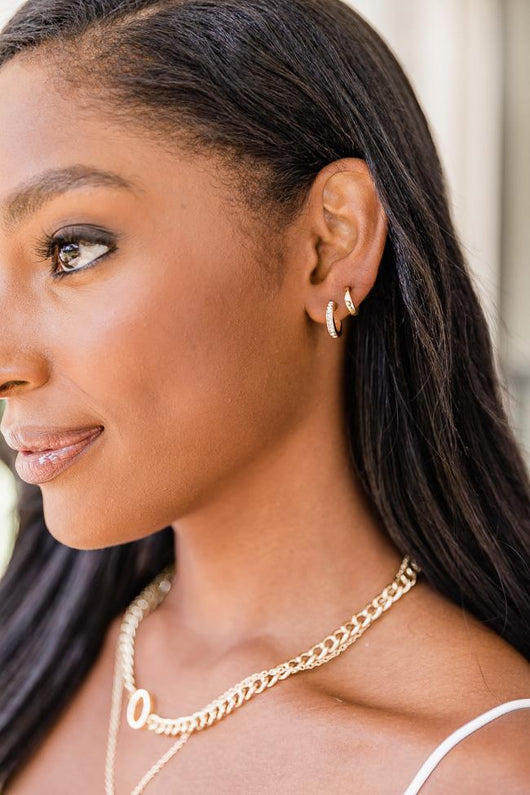 Infinitely Magical Two Piece Set Gold Huggie Earrings