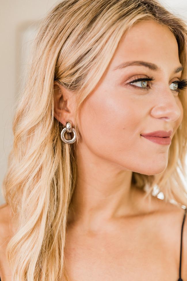 Sophisticated Type Silver Circle Huggie Earrings