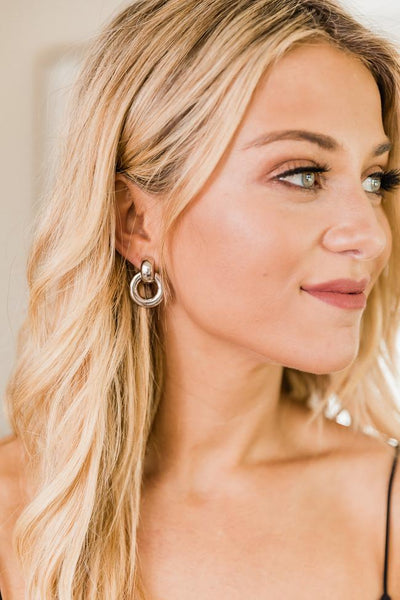 Sophisticated Type Silver Circle Huggie Earrings