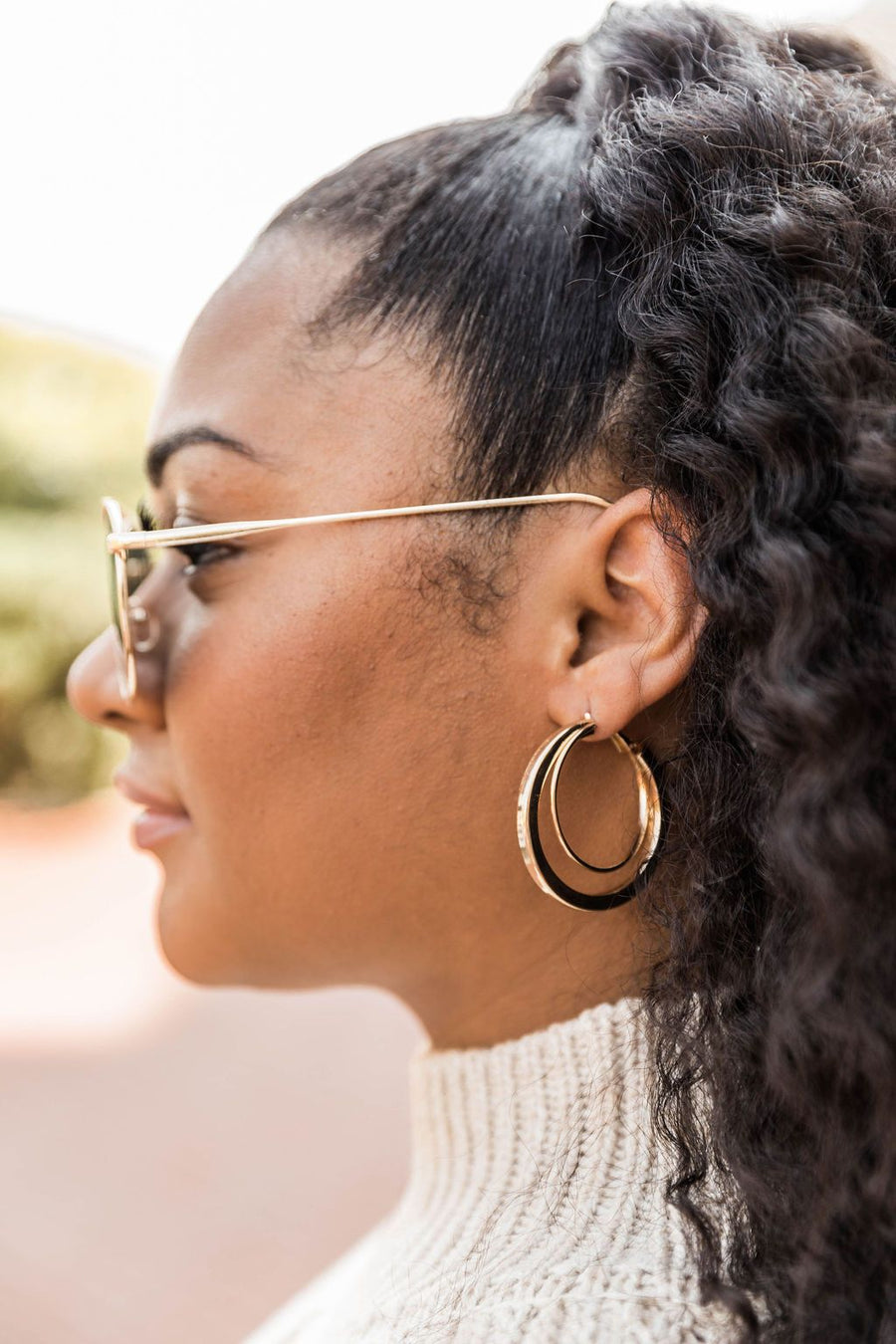Calling About You Gold Double Hooped Earrings