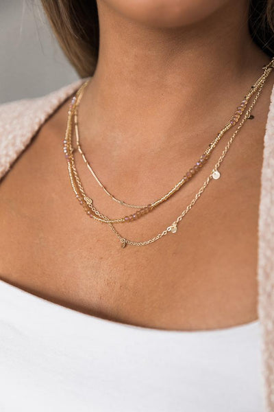 Simple Smile 3 Layered Gold Necklace