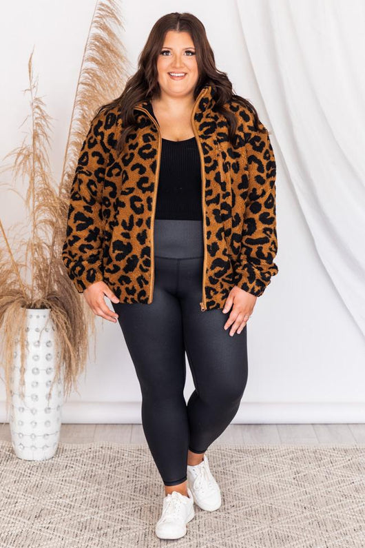 Enchant The Night Brown Animal Print Teddy Jacket FINAL SALE