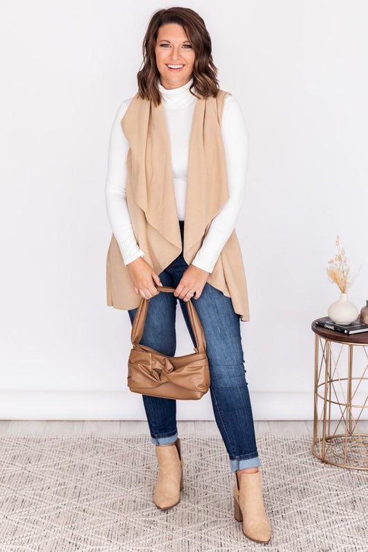 Long Nights Tan Fleece Vest