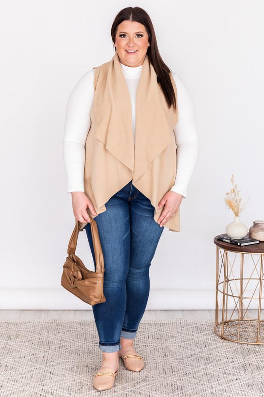 Long Nights Tan Fleece Vest
