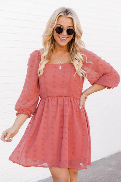 Till The End Berry Swiss Dot Dress