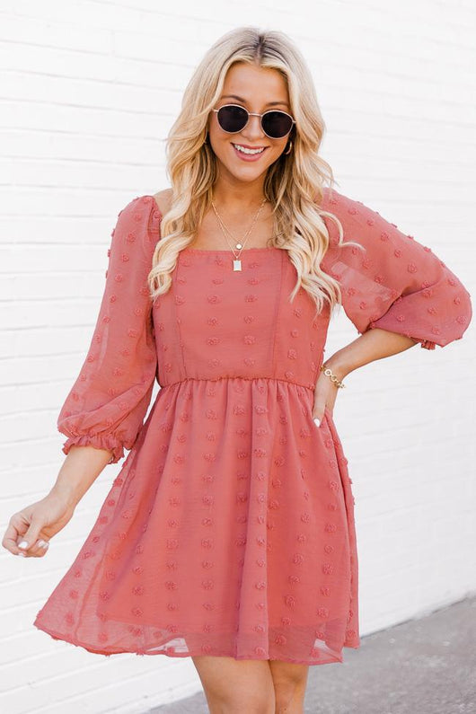 Till The End Berry Swiss Dot Dress