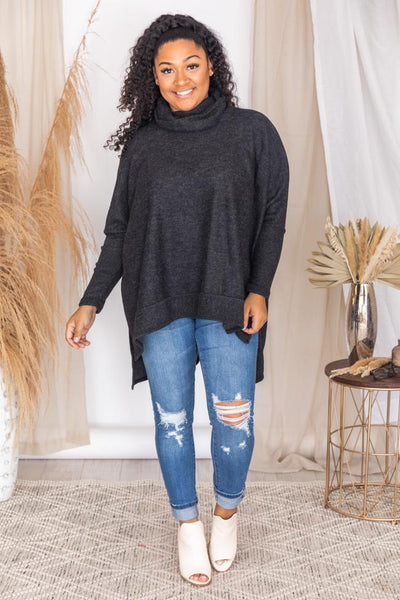 We Can Go The Distance Charcoal Dolman Sweater