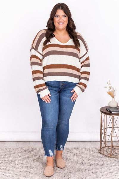 Awaiting Time Brown Striped Sweater FINAL SALE
