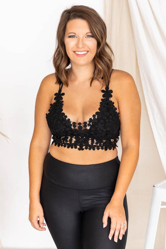 All The Romance Black Floral Lace Bralette