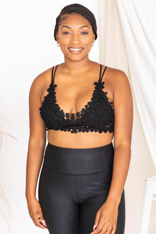 All The Romance Black Floral Lace Bralette