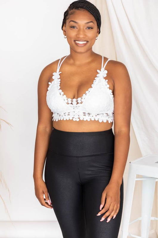 All The Romance White Floral Lace Bralette
