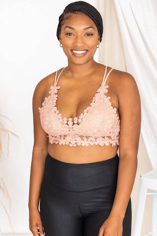 All The Romance Blush Floral Lace Bralette