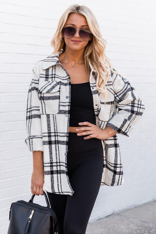 Endless Limit Plaid Black/White Shacket