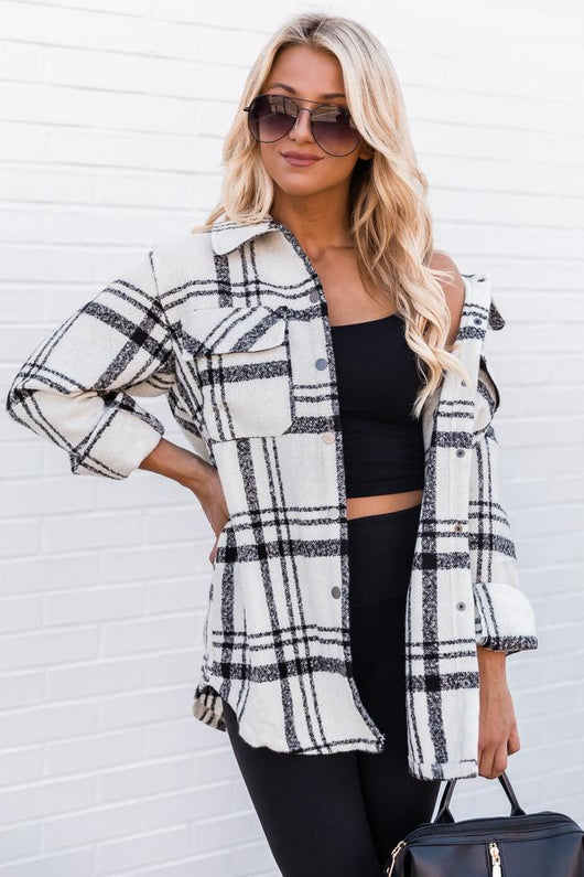 Endless Limit Plaid Black/White Shacket