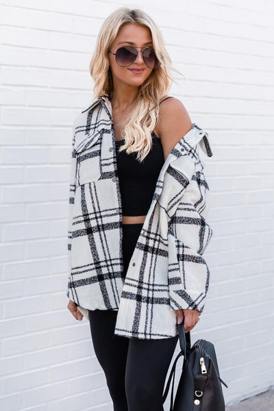 Endless Limit Plaid Black/White Shacket