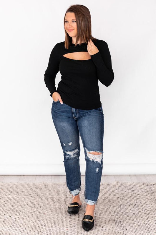 Unpredictable Nights Black Keyhole Bodysuit