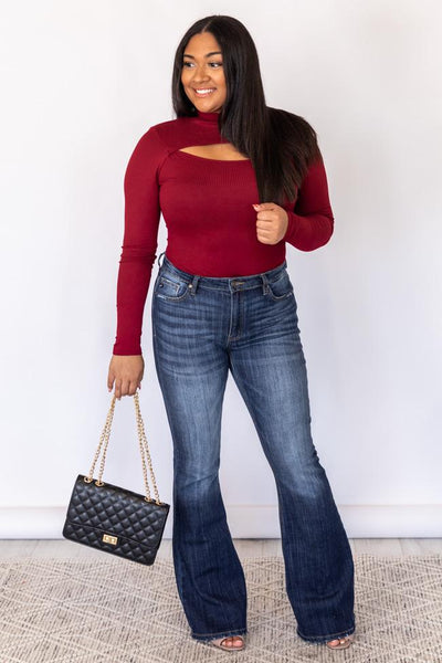 Unpredictable Nights Wine Keyhole Bodysuit