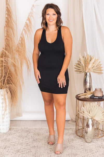 Grand Occasion Black Cross Back Mini Dress