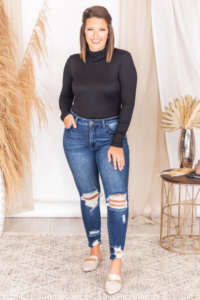 Wishful Heart Black Turtleneck Bodysuit